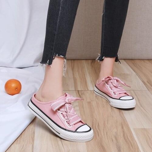 Spring/summer 2020 Loafers with thick soles will kick off womens shoes with half a heel canvas shoes X569