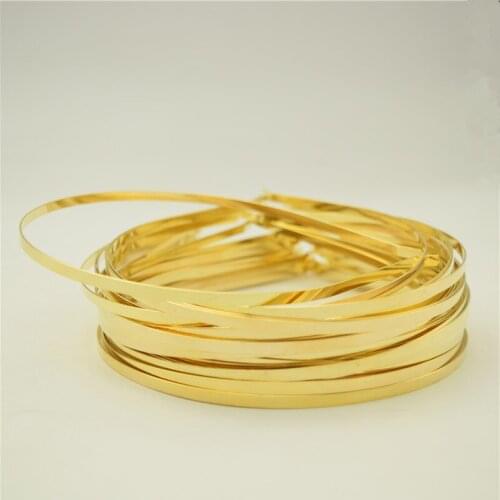 50pcs 4mm alice bands METAL HEADBAND Gold Color Plain Lady Hair Bands Headbands No Teeth DIY