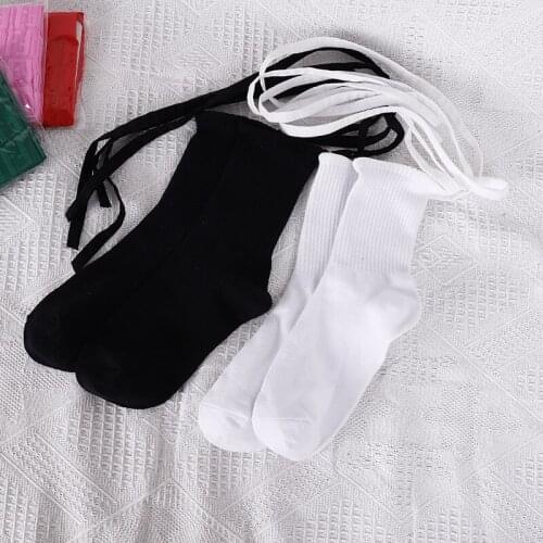 Ins New Trend Fashion Cool Girl Luminous Band Cotton Socks High Street Girl Reflective Cross Band Socks Female Calf Socks