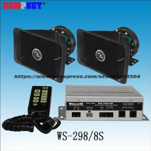 WS-298/8s High-power 300w police siren,DC12V Electronic controller 300W Speaker alarm,emergency siren,10Tone,with speaker