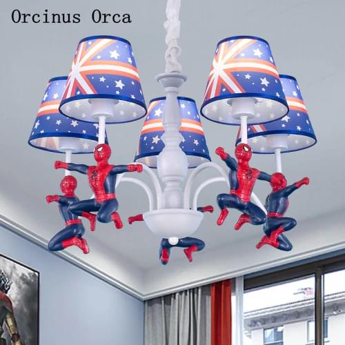 Cartoon childrens room hanging lamp post modern simple American boys bedroom creative Marvel ceiling lamp