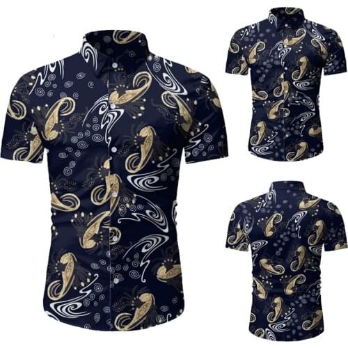 Tops M-3Xl 2021 New Mens Short Sleeve Printed Shirts Male Slim Fit Floral Print Casual Basic