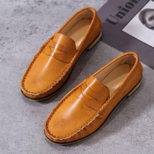 2021 Autumn New Style Mens Loafers For Wedding Party Dance Black Brown Leather Slip On Mens Dress Shoes Casual Business Unisex