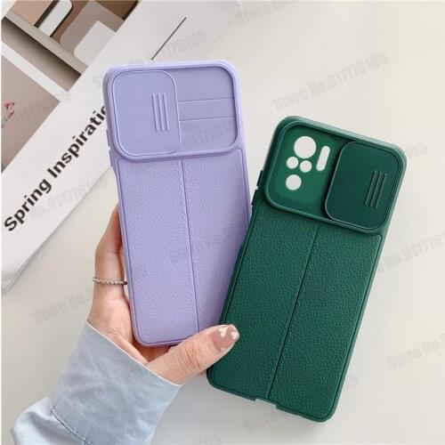 Soft Lychee Pattern Silicone Case For Xiaomi Mi 11 Lite 5G POCO M3 X3 Pro NFC Slide Protection Cover For Redmi Note 10 9 Pro Max