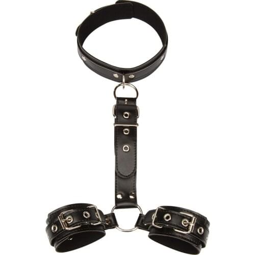 PU Leather Bondage Restraint Back Handcuffs Adult Product Adjustable Restraint Sex Cuff Belt Fetish Men Exotic Accessories
