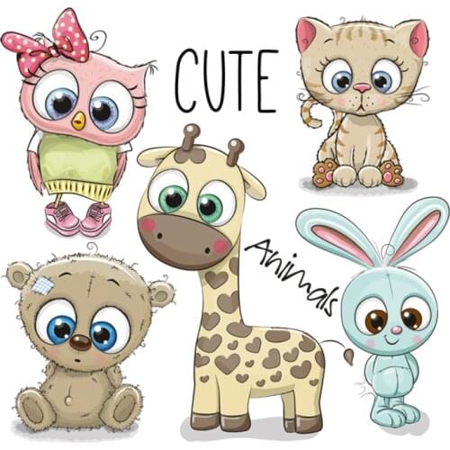 NEW Cute Animal Patches, Rabbit, Owl, Giraffe Patches, Heat Transfer Patches, Diy Accessory, Easy Use Washable Stickers, Iron On