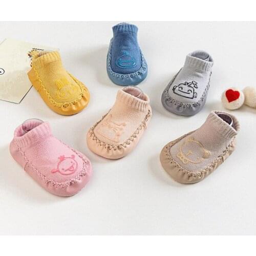 Baby Boys Girls Shoes Sock Non-slip Floor Socks Baby Soft Rubber So le Newborn Toddler Shoes Socks Baby Socks with Rubber Soles