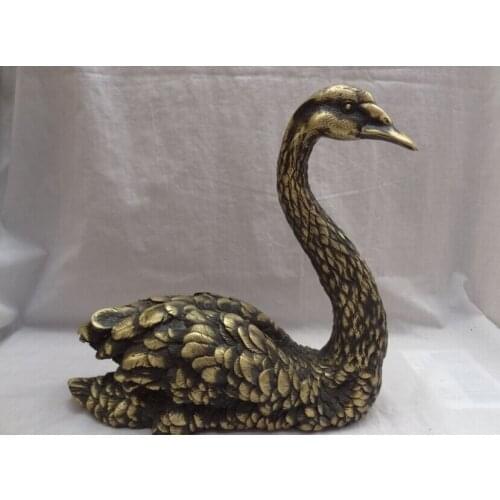 Song voge gem S2737 12" Chinese Bronze Animals Swan Pond Goose Cottage Wildlife Goosey Cygnus Statue