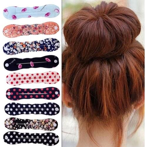 Women Sponge Hair Twist Styling Clip Stick Bun Maker Braid Magic Tool Hair Accessories Floral Polka Dot Female Hairband