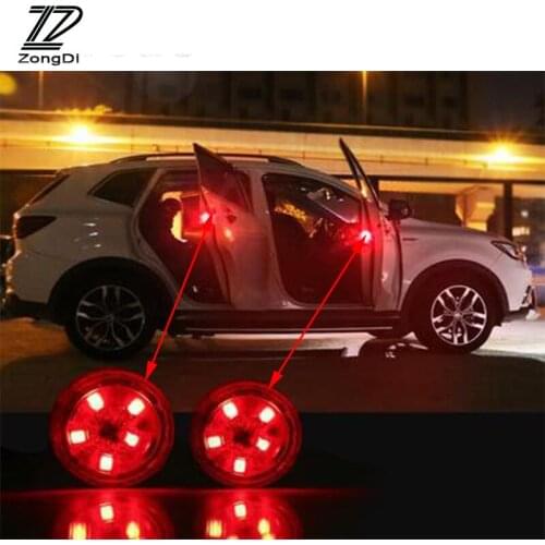 ZD Car Door Warning Signal Crash Strobe Light5 LED Stickers For Citroen C5 C4 C3 C2 Mini Cooper Opel Astra H G J Vectra C Saab