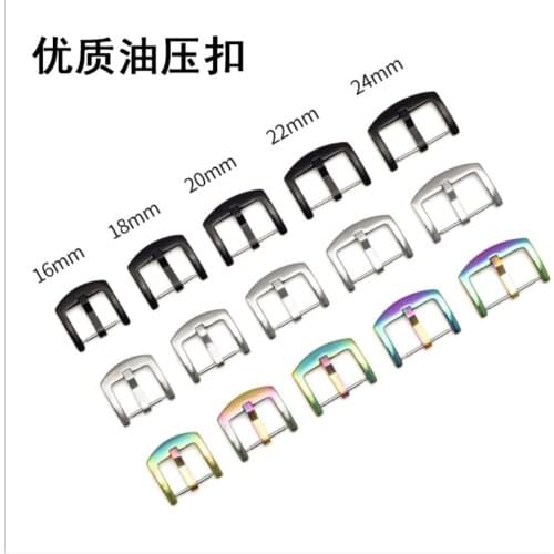 Stainless Steel Watch Strap Buckle 18 20 22 24mm Men Silver Black Metal Watchband Clasp Accessories16-26MM