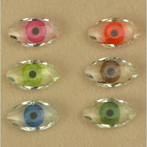 Sale 10x18mm Eye Pupil Pattern Marquise Cut Shape Glass Stone Synthetic Gemstone Loose Beads For Jewelry Making Charm Bracelet