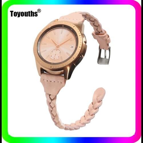 Toyouths Strap for Samsung Watch Genuine Leather Watchband 20mm Watch Accessory Wrist Strap Band for Samsung Galaxy Watch 3 41mm
