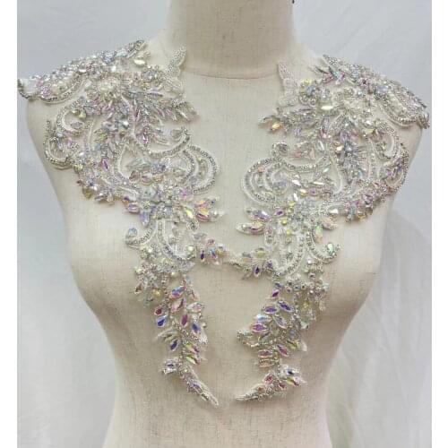 SYJ-3886813 Hand Made Crystal Rhinestone Beaded Bridal Bodice Applique for Wedding Belt Bridal Sash ,Haute Couture Aceessor