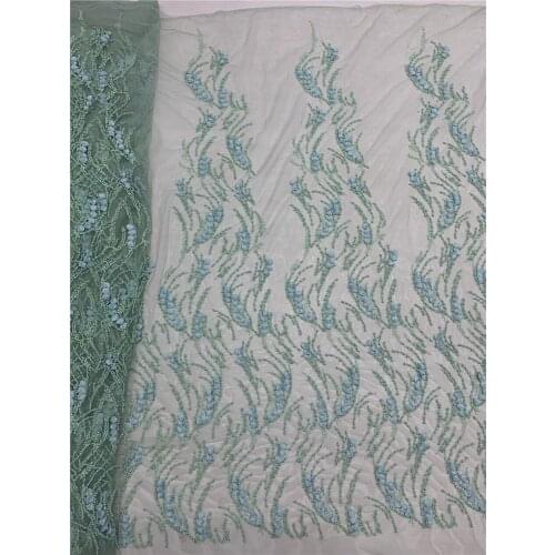 Nigerian Mesh Net Lace Fabric African J-3186818 Lace Fabric High Quality French Mesh Tulle Lace Fabric with beads