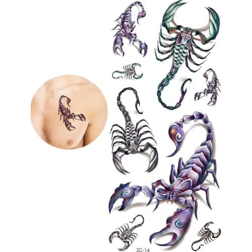 Waterproof 3D Scorpion King Men Women Tattoo Sticker Fashion Cool Funny Tattoo Sticker Unisex Temporary Tattoo Stickers Body Art