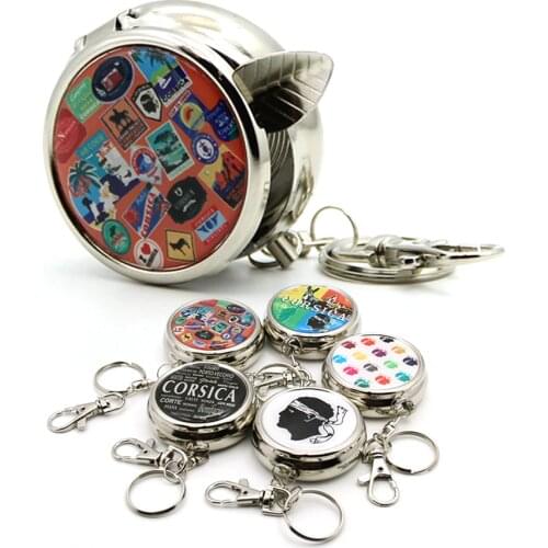 Mini Ashtray Round Tinplate Portable Ashtray Epoxy Pocket Innovative Personalized Strange Ash Holder Case Smoking Accessories