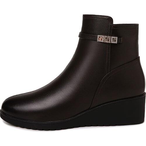 WomenS Round Toe Wedges Boots, Solid Color Short Boots With Side Zipper, WomenS Platform Shoes