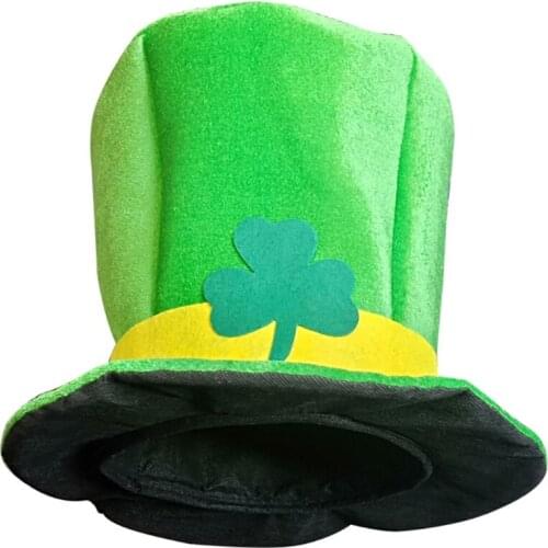 Saint Patricks Day Shamrock Clover Green Velvet Top Hat Irish Leprechaun Cosplay Costume Party Decoration Favor