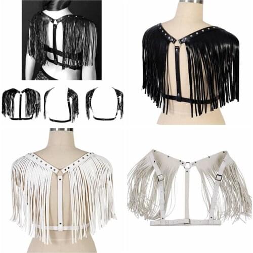 Tassel Sword Belt Women Crop Tops Suspenders Faux Leather Harness Body Bondage Pastel Goth Accessories Garter Fetish Lingerie