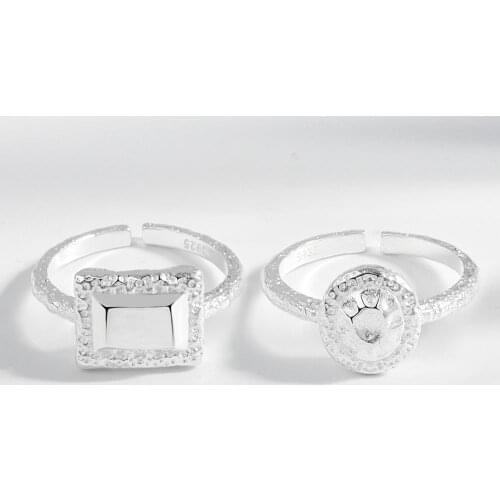 VENTFILLE 925 Sterling Silver Japan and South Korea Open Imitation Zircon Female Niche Design Simple Ins Geometric Ring