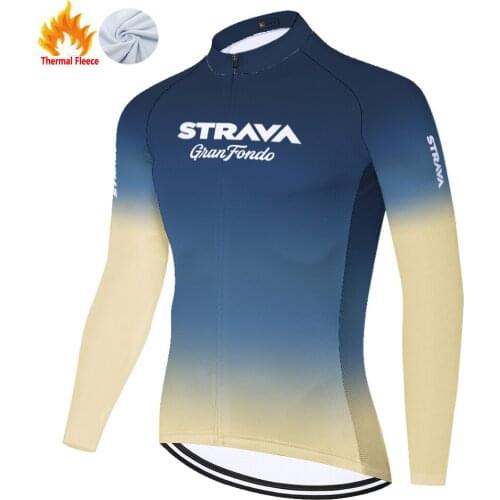 Strava Winter Thermal Fleece Roupa Masculino Mallots Cycling Jersey Long Sleeve Maillot Hombre 자전거 Fietskleding Heren Ciclismo