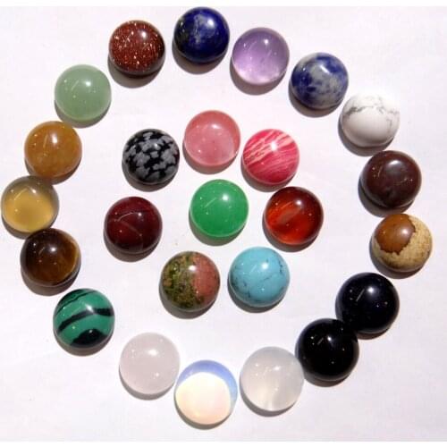 10mm Natural stone Quartz crystal Turquoises lapis Round Cabochon Pendant for diy Jewelry making necklace Accessories50pcs