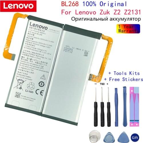 100% Original Lenovo 3500mAh BL268 Battery For Lenovo ZUK Z2 ZUKZ2 Z2131 Mobile Phone Replacement Batteries Bateria + Free Tools