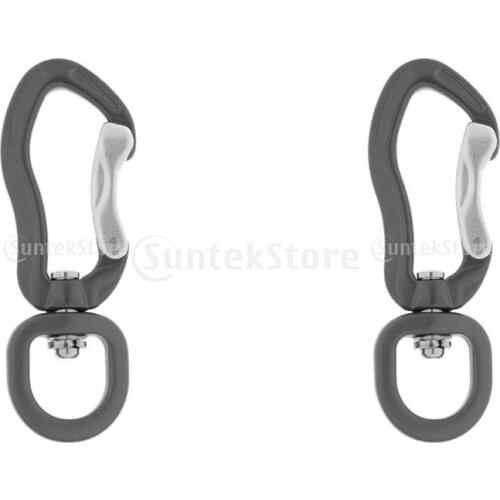 2 Pieces 400KG Swivel Eye Snap Hook Aluminum Carabiner Climbing Backpack Hanging Hook Gray 7.5 x 2.7cm