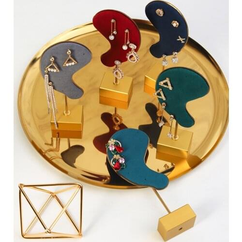 2 pcs one set Ear Shape Metal Velvet Earrings Display Holder Jewelry Display Holder Earrings Dispaly Rack