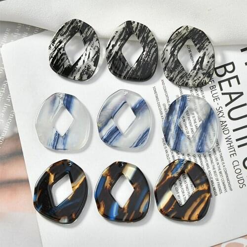 2020 New style 40pcs/lot pattern print geometry irregular shape acrylic beads diy jewelry earring/garment accessory