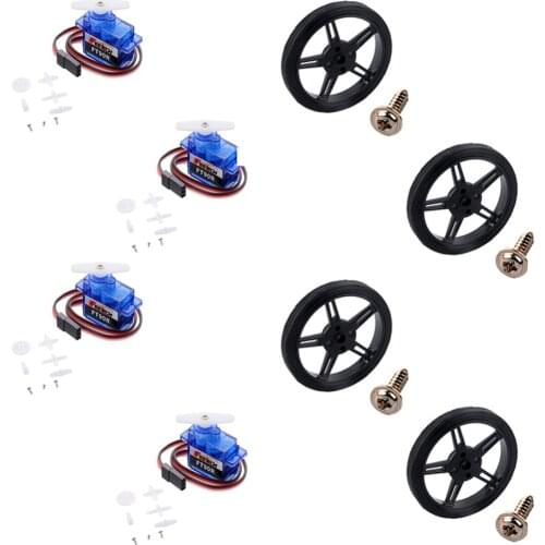 4PCS Feetech FT90R Digital RC Servo 360 Degree Continuous Rotation Micro RC Servo Motor 6V 1.5KG /Servo Wheel / Tester FZ3328