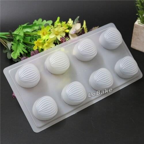 5pcs/lot) 8 cavities diameter 4.5* height 2.5cm conch sea shell shape PP Plastic cake pudding Chocolate Molds for kitchen tools