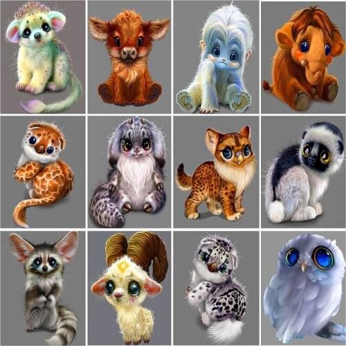 SHAYI 5D Diamond Painting Cute Cartoon Animal Full Square/Round Drill Embroidery Cross Stitch Children Room Decor Painting