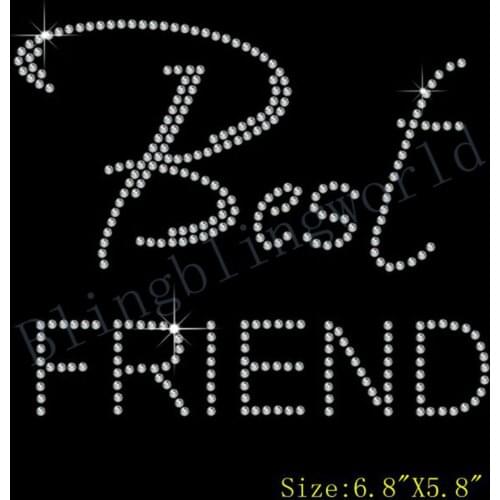 Free shipping "Best Friend" Party Rhinestone/Diamante Transfer Hotfix Iron on with a Free Gift