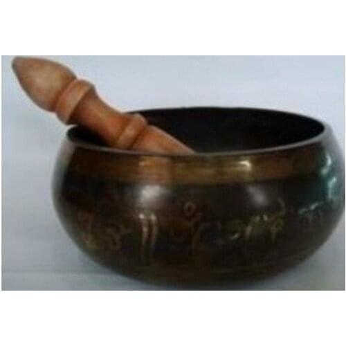 Free Shipping Metal Crafts Asian Tibetan Bronze Buddha Mantra Singing Strike Bowl fast shipping