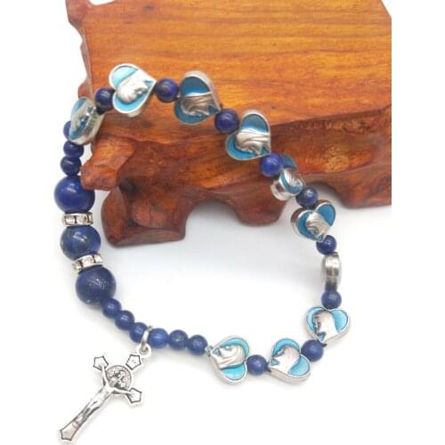 Solid Color Cross Bracelet with 8 Mm 4mm Polymer Clay Bead Rosary Craft Gifts