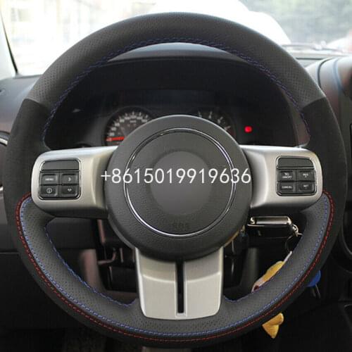 Black Leather Suede DIY Car Steering Wheel Cover Car interior decoration For Jeep Compass Grand Cherokee Wrangler Patriot