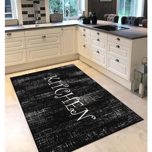 Black white kitchenware patterned kitchen rug modern carpet rug personalized gift free shipping kitchenware black runner
