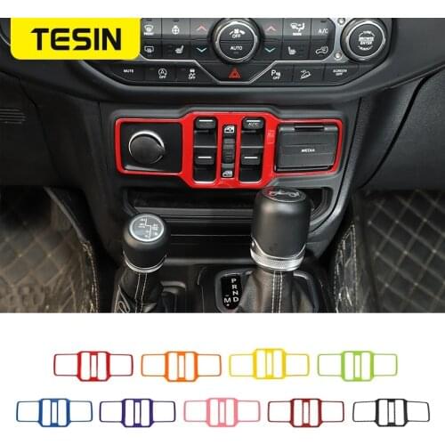 TESIN Car Window Control Panel Decoration Cover Stickers Accessories For Jeep Wrangler JL 2018+ For Jeep Gladiator JT 2018-2021