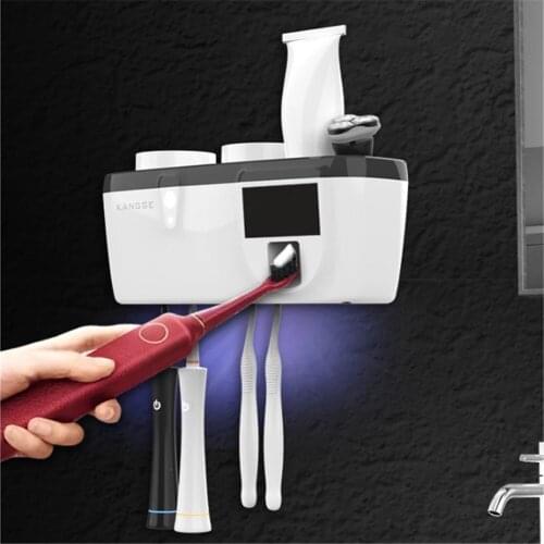 2 in 1 USB Solar Toothbrush Sterilizer Antibacteria Ultraviolet Toothbrush Holder Automatic Toothpaste Dispenser Bathroom Supply