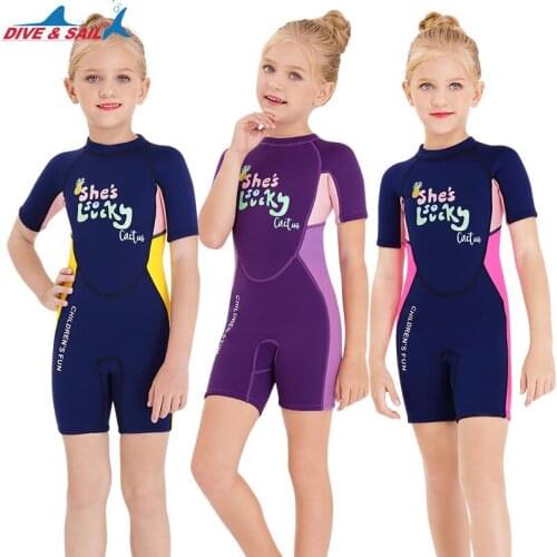 DIVE & SAIL kids Wetsuit 2.5MM neoprene Childrens short-sleeved Scuba diving suit Surfing snorkeling UPF50 + Sun-proof Swimsuit