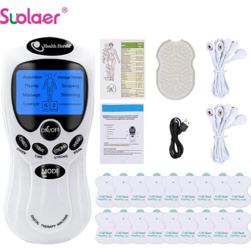 Electric TENS Unit Digital Therapy Machine Electrodes Massage Device EMS Muscle Stimulator Massager for Full Body Health Care