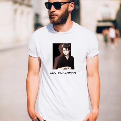 Attack on Titan T Shirt Wings of Freedom Mikasa Men Tee Japanese Anime Tops Male Short Sleeve Summer Cotton Tees White Tee