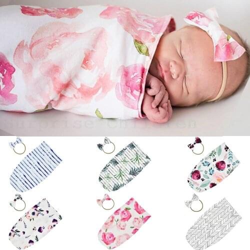 Newborn Kids Bathrobe Soft Warm Sleeping Swaddle Wrap Blanket Home Outdoor Wrapped Cotton Soft Lace-up Large Towel With Headband