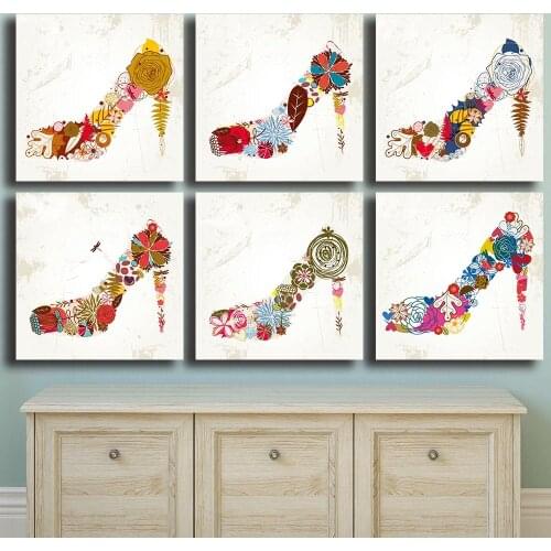 Large Size Wall Art, Wall Decor, Wall Painting 6pcs Girls high heels oil Painting Print Painting wall picture for living room