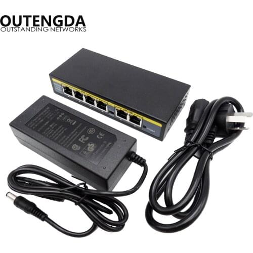 250M 90watt 6 Port 4 PoE Switch 802.3af 802.3at Power Over Ethernet Switch Injector for Wireless AP IP Phones Camera