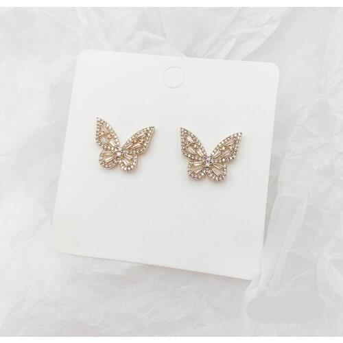 Korean Fashion Girl Earrings Simple Wild Super Fairy Temperament Crystal Bow Earrings Womens Wholesale Sales Pendientes Plata