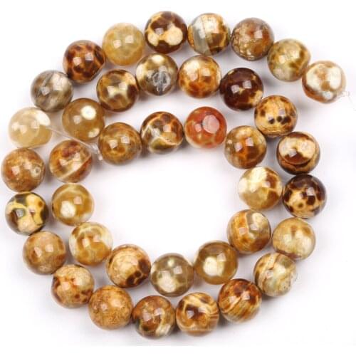 6mm 8mm 10mm Natural Yellow Leopard Skin Agates Stone Round Beads for Bracelet Jewelry Making Diy Handmade Necklace Accessories