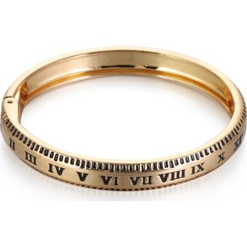 ORNAPEADIA Hot Sale Retro Roman Numeral Alloy Bracelet for Women Popular Personality Bangles Wholesale Jewelry Stainless Steel